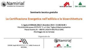 Seminario su certificazione energetica e bioarchitettura