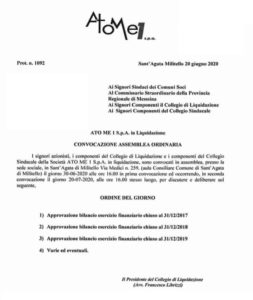 Ato Me1 in liquidazione, convocata l’assemblea. Da approvare i bilanci degli ultimi tre anni.