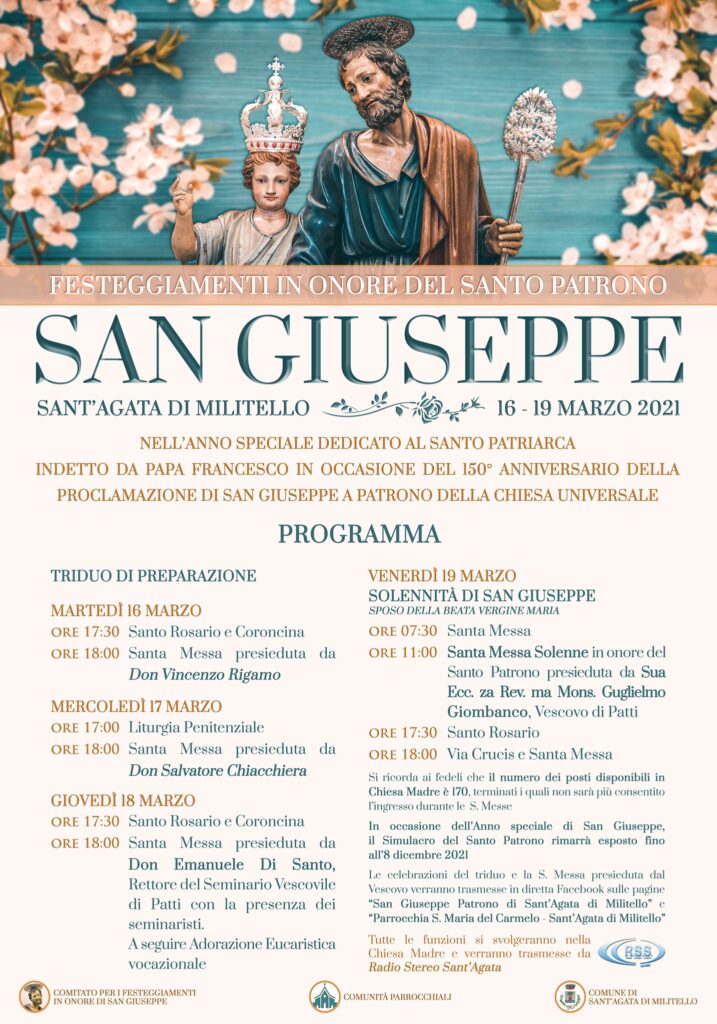 San Giuseppe Santo Patrono, via al triduo di preparazione. Venerdì Messa solenne col Vescovo.