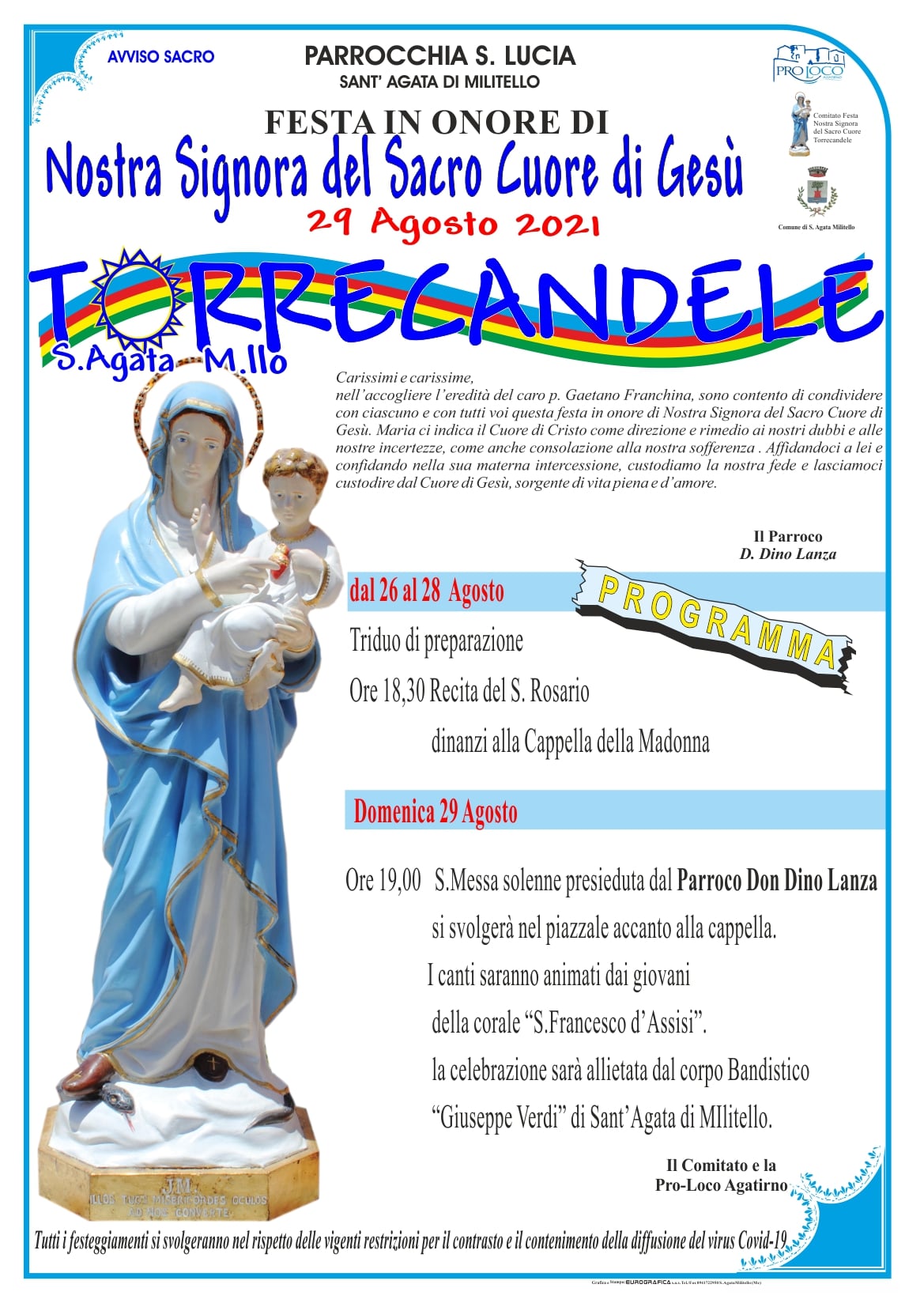 Nel fine settimana a Torrecandele la festa di Nostra Signora del Sacro Cuore di Gesù