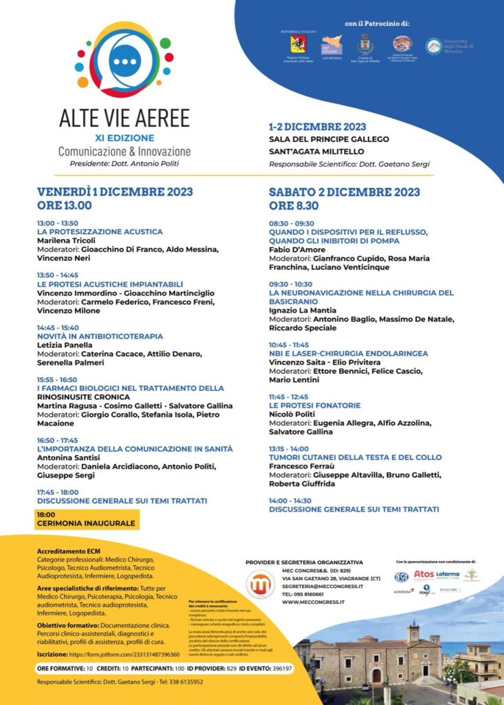 “Alte Vie Aeree”, venerdì e sabato al castello Gallego la XI edizione dell’evento medico scientifico