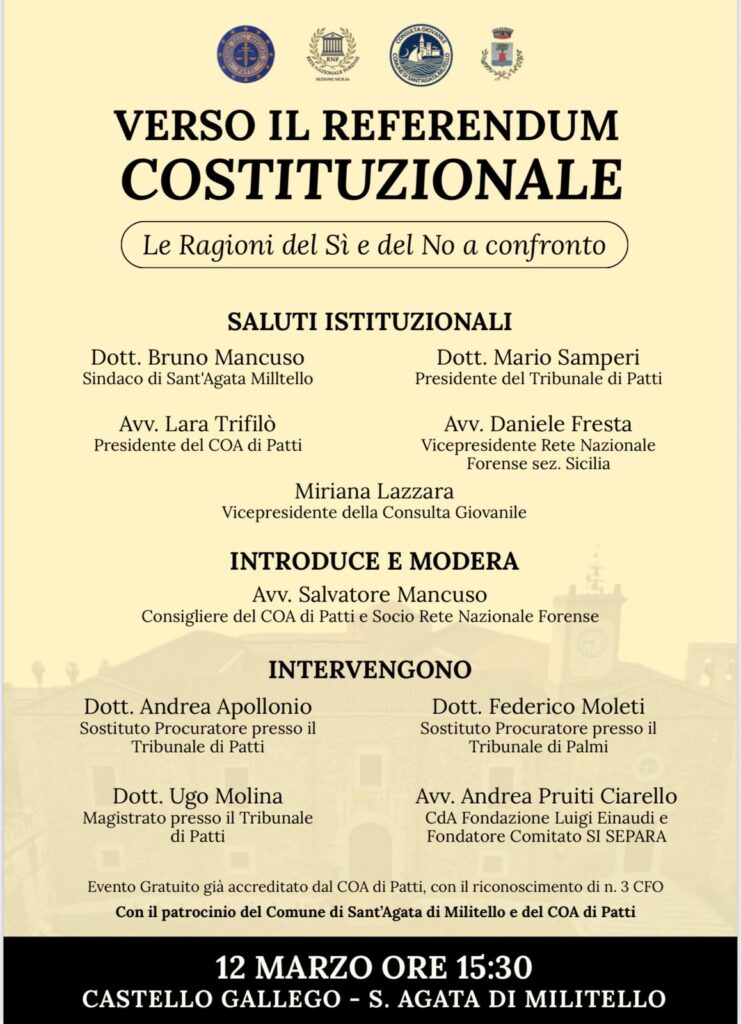 Referendum giustizia, SI e NO al fotofinish. Giovedì confronto al Castello Gallego